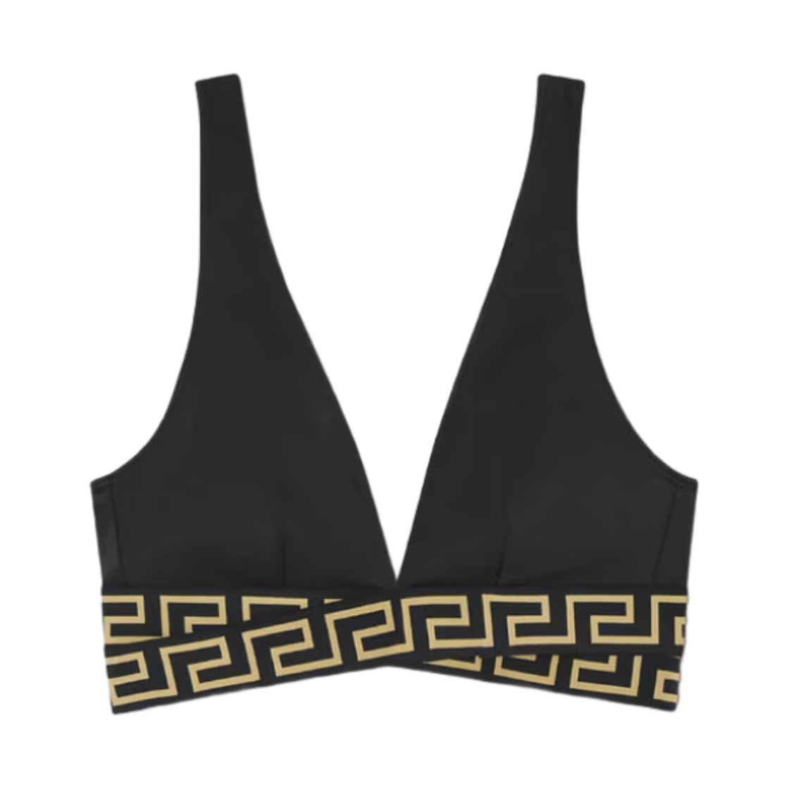 (W) 베르사체 그레카 보더 트라이앵글 비키니 탑 블랙((W) Versace Greca Border Triangle Bikini Top Black)
