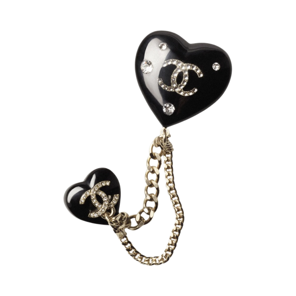 샤넬 브로치 레진 스트라스 & 골드 메탈 블랙 크리스탈(Chanel Brooch Resin Strass & Gold Black Crystal) - 1