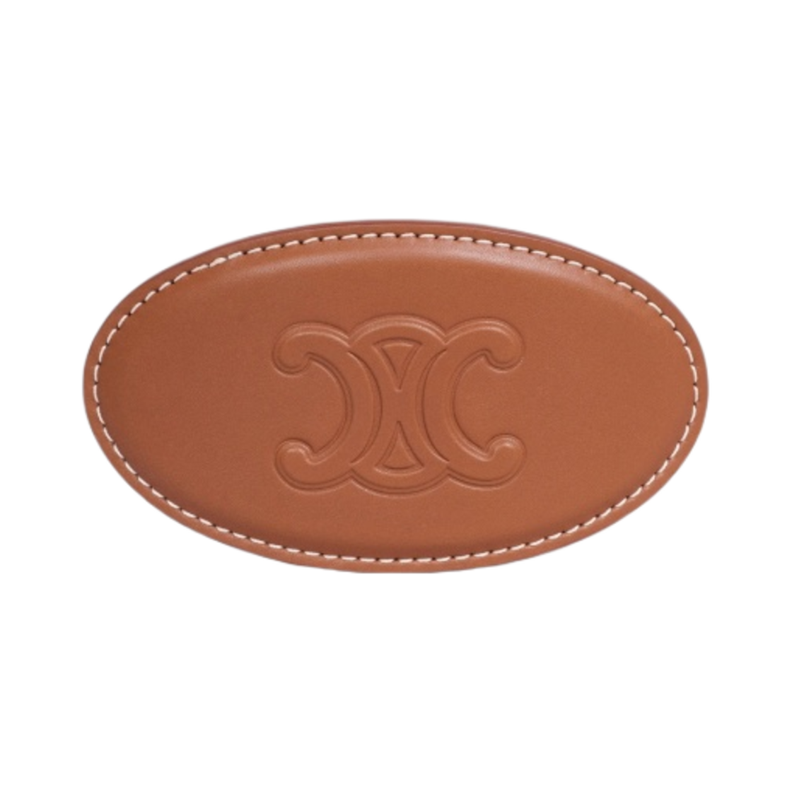 (W) 셀린느 카프스킨 & 스틸 퀴르 트리옹프 헤어 클립 골드 탄((W) Celine Cuir Triomphe Hair Clip in Calfskin & Steel Gold Tan) - 1