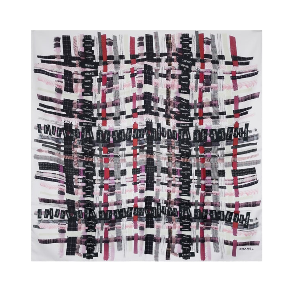 IT8CFIQSIKUG Chanel Label Printing Square Scarf 90 White/Multi-color - 대표 이미지 #1