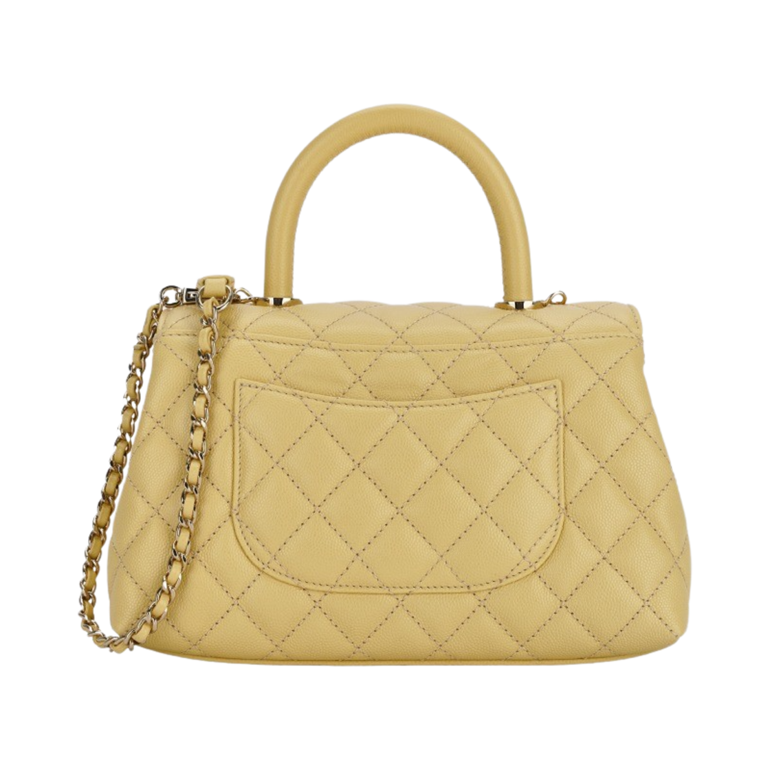샤넬 핸들 장식의 플랩백 그레인드 카프스킨 & 골드 메탈 라이트 옐로우(Chanel Flap Bag with Top Handle Grained Calfskin & Gold Light Yellow) - 2