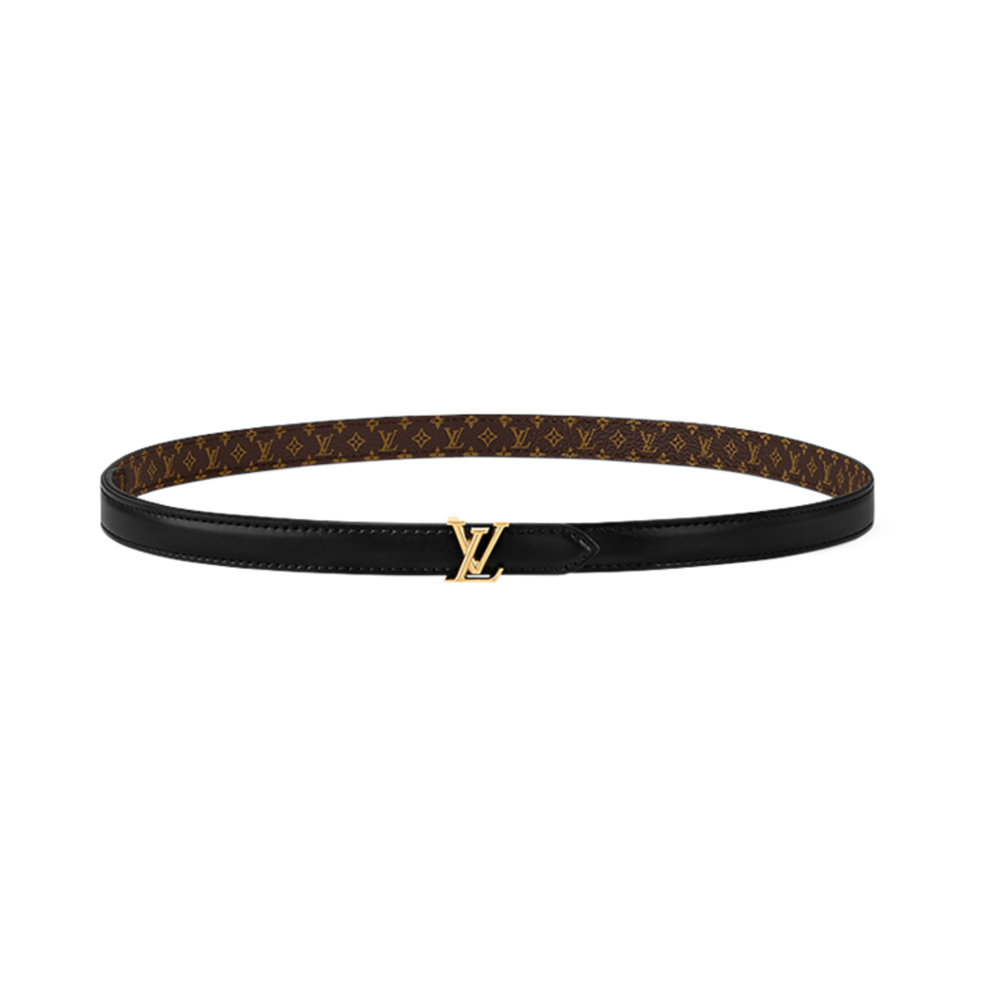 M8869Y (W) Louis Vuitton LV Mini 15mm Reversible Belt Monogram Black