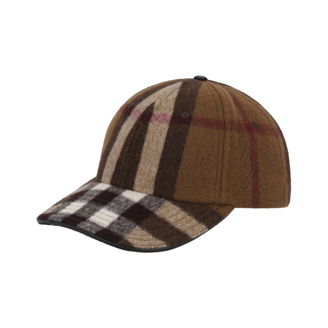 (W) 버버리 이그재저레이트 체크 울 베이스볼 캡 버치 브라운((W) Burberry Exaggerated Check Wool Baseball Cap Birch Brown) - 2