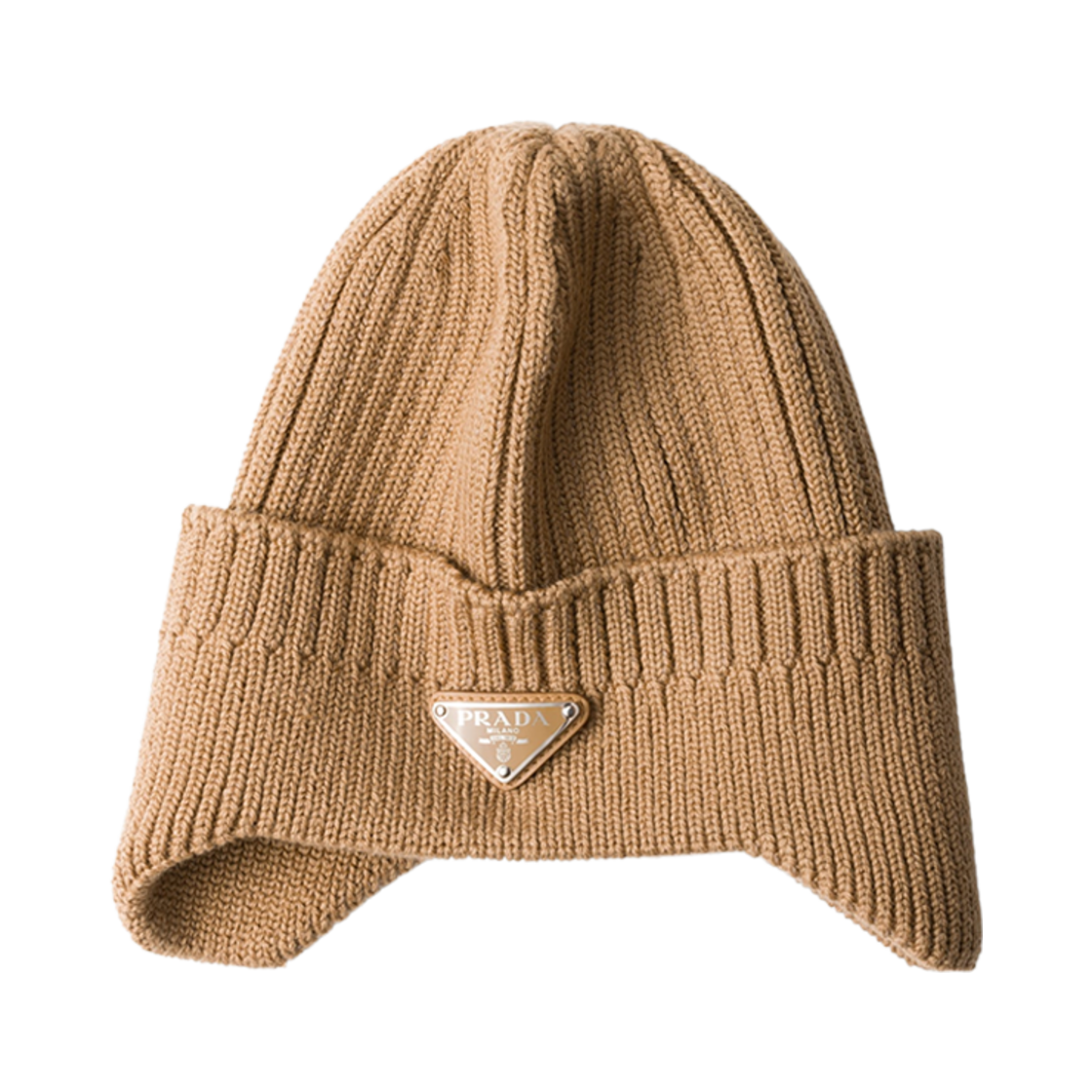 2HC389-2DZL-F0040 Prada Wool Beanie Camel Brown
