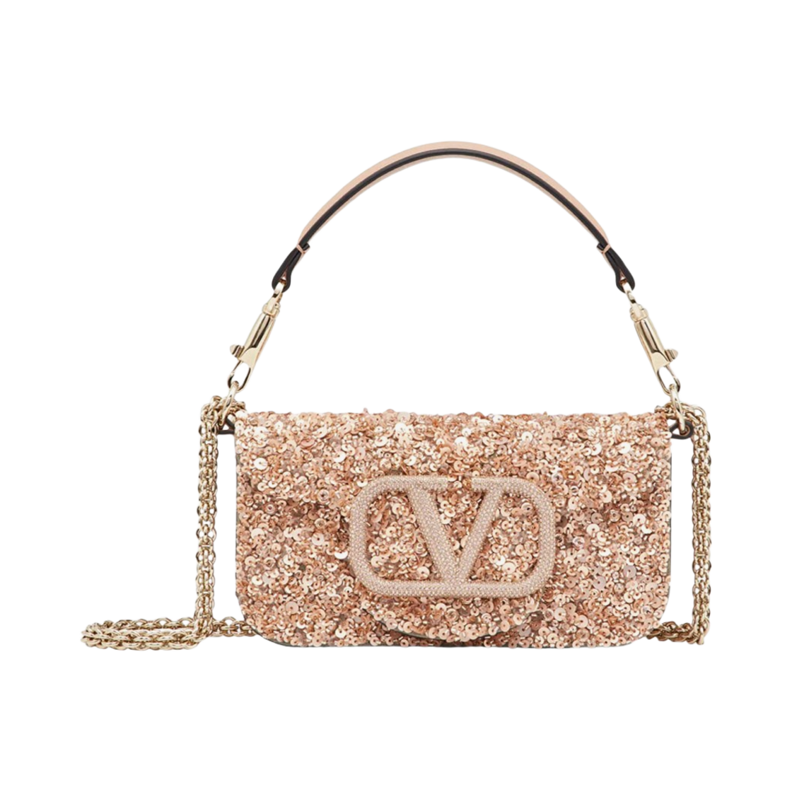 발렌티노 로코 자수 스몰 숄더백 로즈 미스트(Valentino Loco Embroidered Small Shoulder Bag Rose Mist) - 1