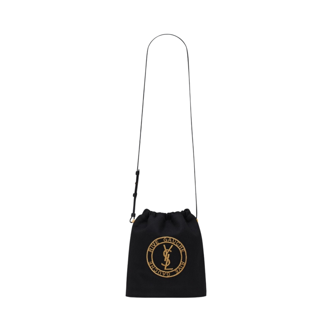 생로랑 자수 펠트 스무스 레더 리브 고시 레이스드 버킷백 블랙 골드(Saint Laurent Rive Gauche Laced Bucket Bag in Embroidered Felt and Smooth Leather Black Gold) - 1