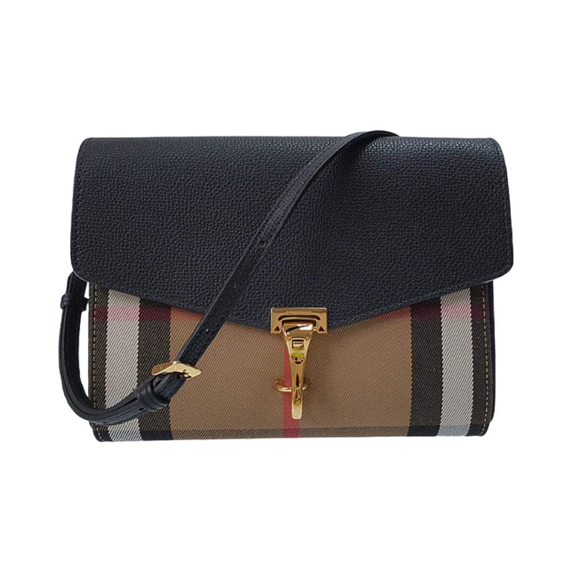 3980825 Burberry House Check Canvas Leather Macken Crossbody Bag Black