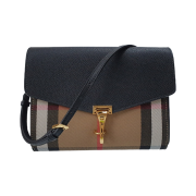 Burberry House Check Canvas Leather Macken Crossbody Bag Black