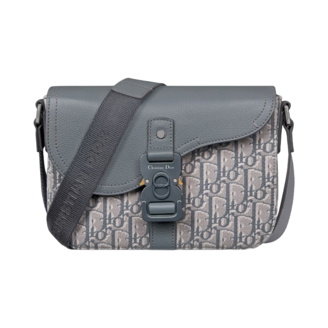 1ADPO049YKS-H12E Dior Small Saddle Messenger Bag with Flap Dior Oblique Jacquard Grained Calfskin Deep Gray
