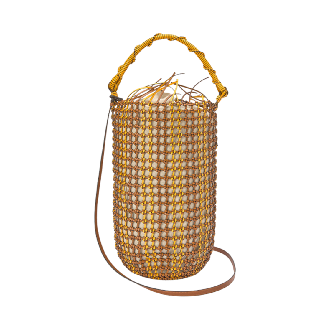 로에베 버킷 메쉬 백 인 카프스킨 탄 옐로우(Loewe Bucket Mesh Bag in Calfskin Tan Yellow) - 1