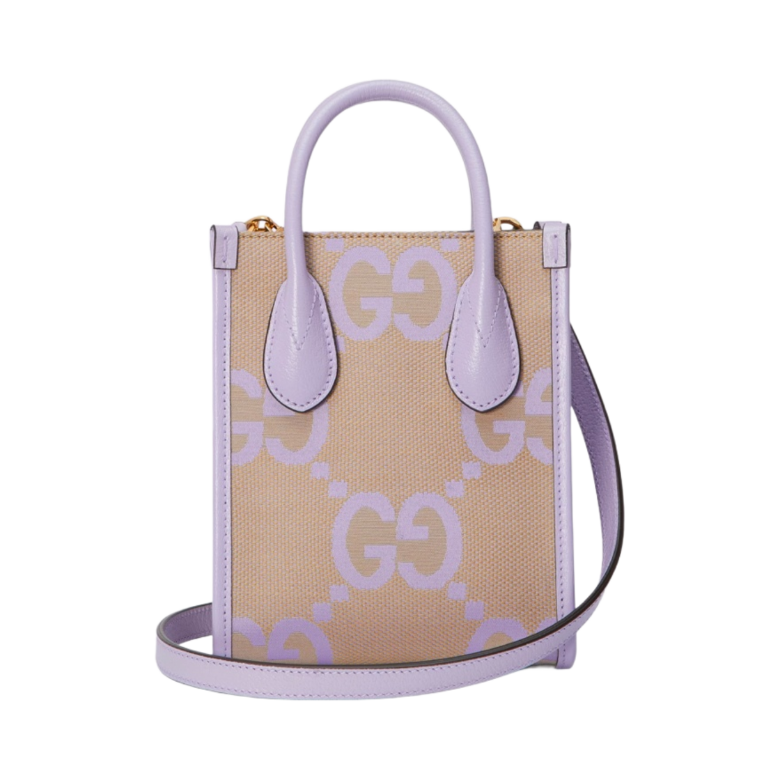 구찌 점보 GG 미니 토트백 베이지 라일락 캔버스(Gucci Jumbo GG Mini Tote Bag Beige Lilac Canvas) - 1