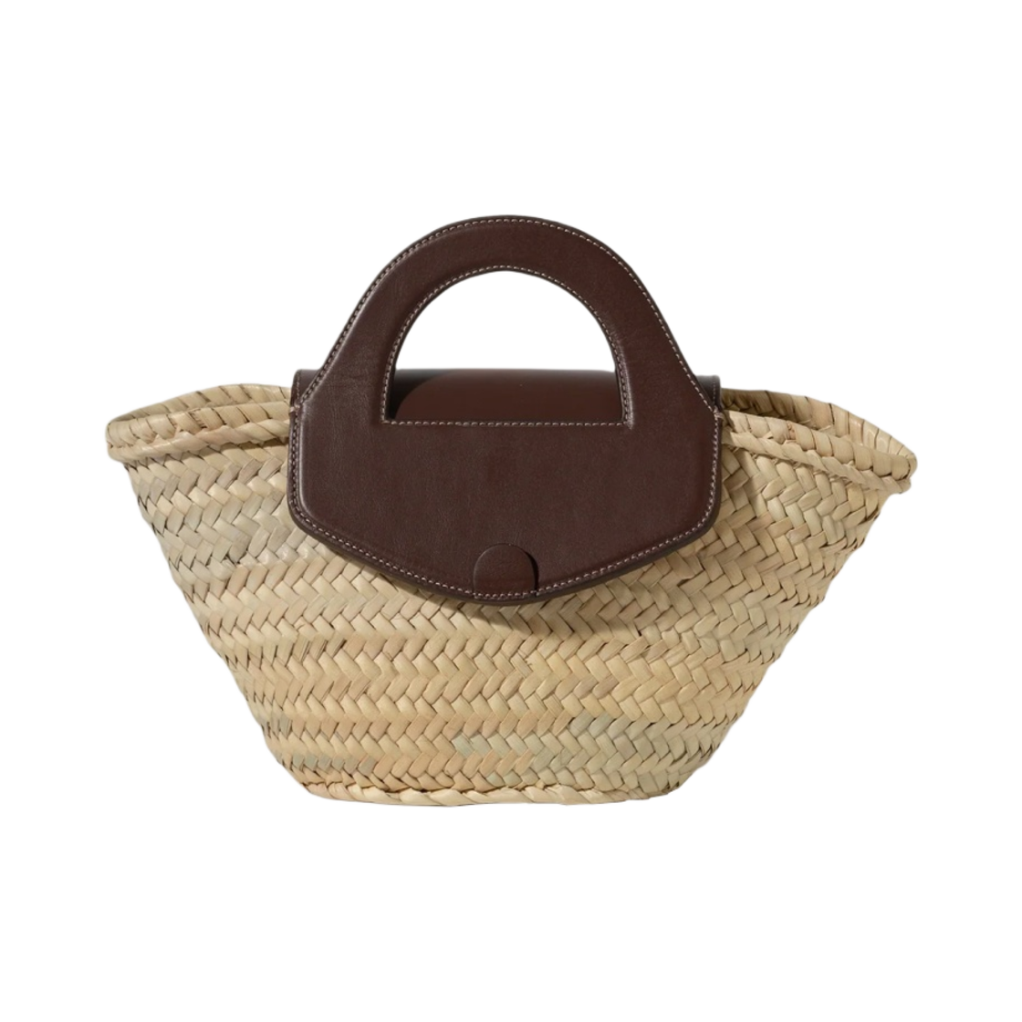 헤레우 알케리아 레더 트림 스트로우 토트백 베이지 다크 브라운(Hereu Alqueria Leather-Trimmed Straw Tote Bag Beige Dark Brown)