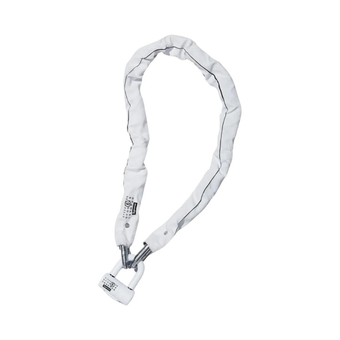 슈프림 x MM6 메종 마르지엘라 x 크립토나이트 체인 + 디스크 락 화이트 - 24SS(Supreme x MM6 Maison Margiela x Kryptonite Chain + Disc Lock White - 24SS)