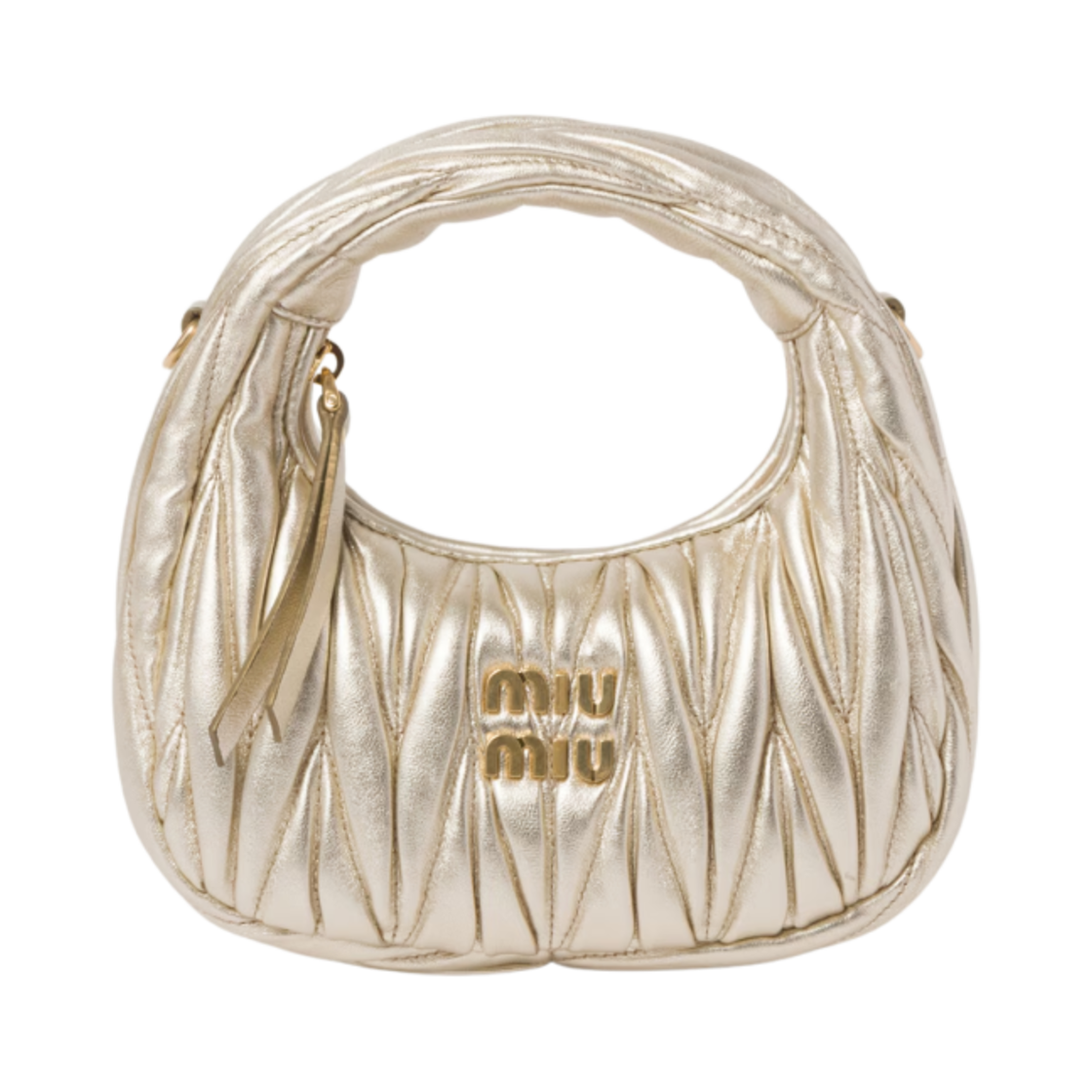 미우 미우 완더 마테라쎄 나파 레더 호보 미니 백 파이라이트(Miu Miu Wander Matelasse Nappa Leather Hobo Mini Bag Pyrite) - 1