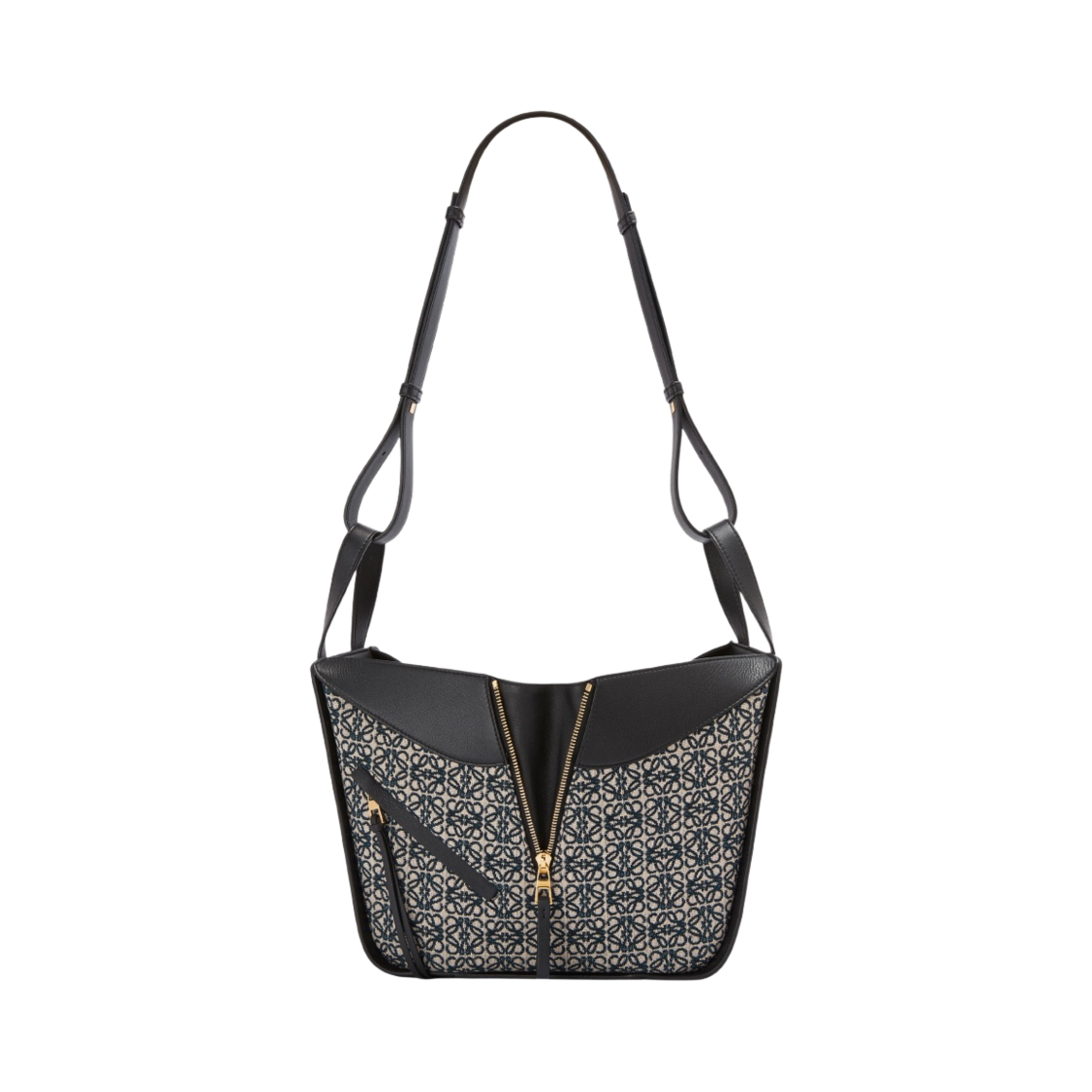 로에베 스몰 해먹백 아나그램 자카드 앤 카프스킨 네이비 블랙(Loewe Small Hammock Bag in Anagram Jacquard and Calfskin Navy Black) - 6