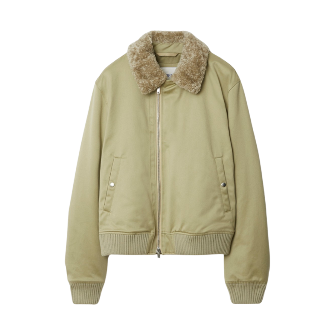8077138 Burberry Shearling Collar Cotton Bomber Jacket Hunter