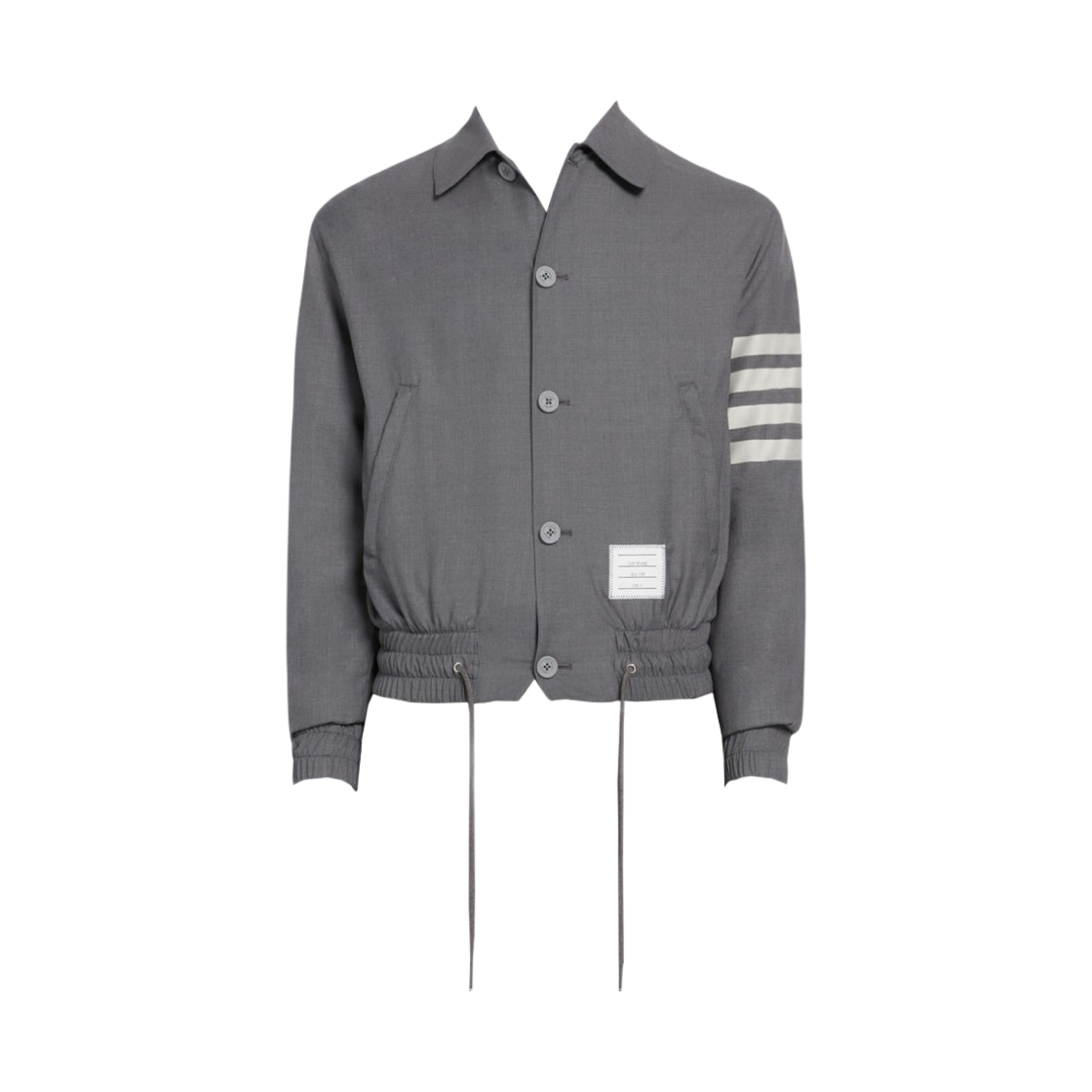 MJO155A-06146-035 Thom Browne Wool 4-Bar Drawstring Waist Blouson Jacket Medium Grey