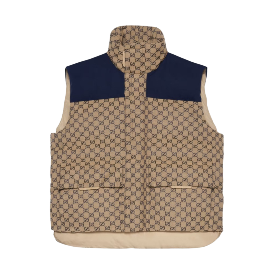 구찌 디테처블 후드 GG 캔버스 다운 베스트 베이지 블루(Gucci GG Canvas Down Vest with Detachable Hood Beige Blue) - 2