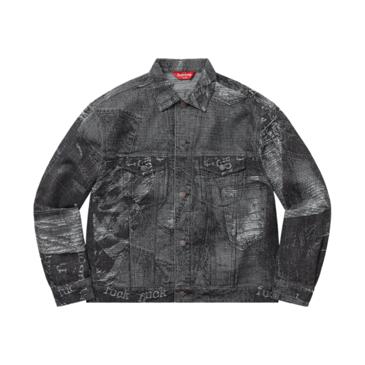 Supreme Archive Denim Jacquard Trucker Jacket Black - 23SS