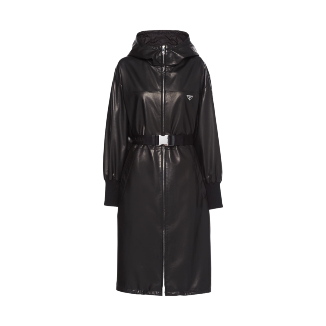(W) 프라다 나파 레더 코트 블랙((W) Prada Nappa Leather Coat Black) - 1