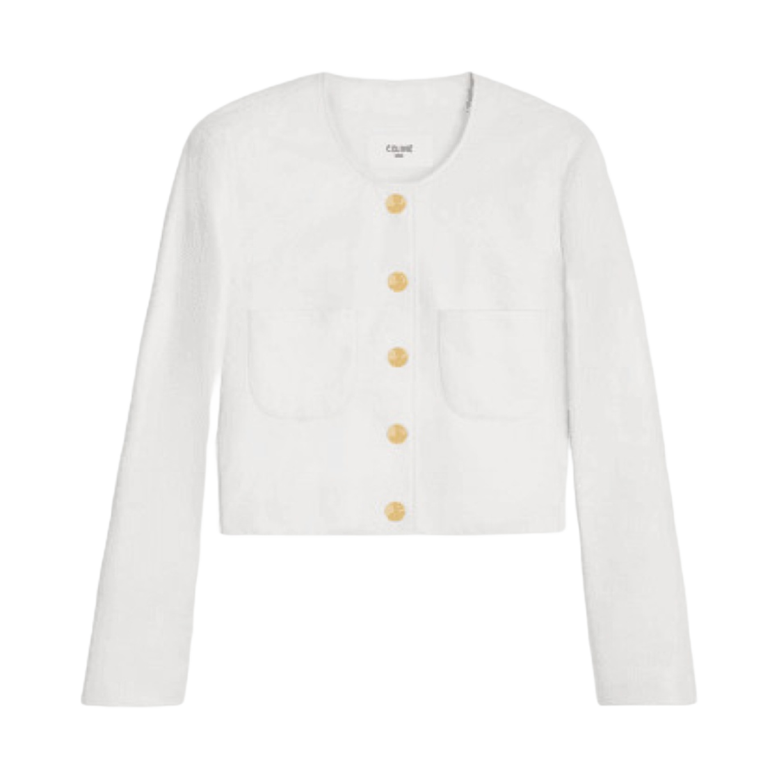 (W) 셀린느 크롭 자켓 퓨어 칼라 소프트 램스킨 옵틱 화이트