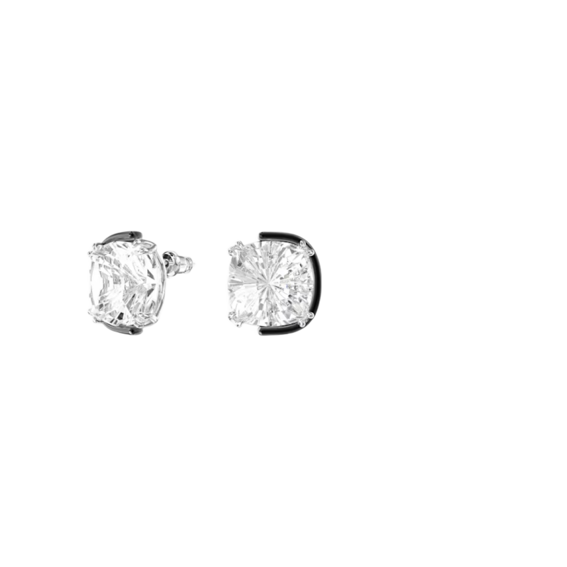 (W) 스와로브스키 하모니아 스터드 쿠션 컷 이어링 화이트 믹스 메탈 피니쉬((W) Swarovski Harmonia Stud Cushion Cut Earrings White Mixed Metal Finish) - 2