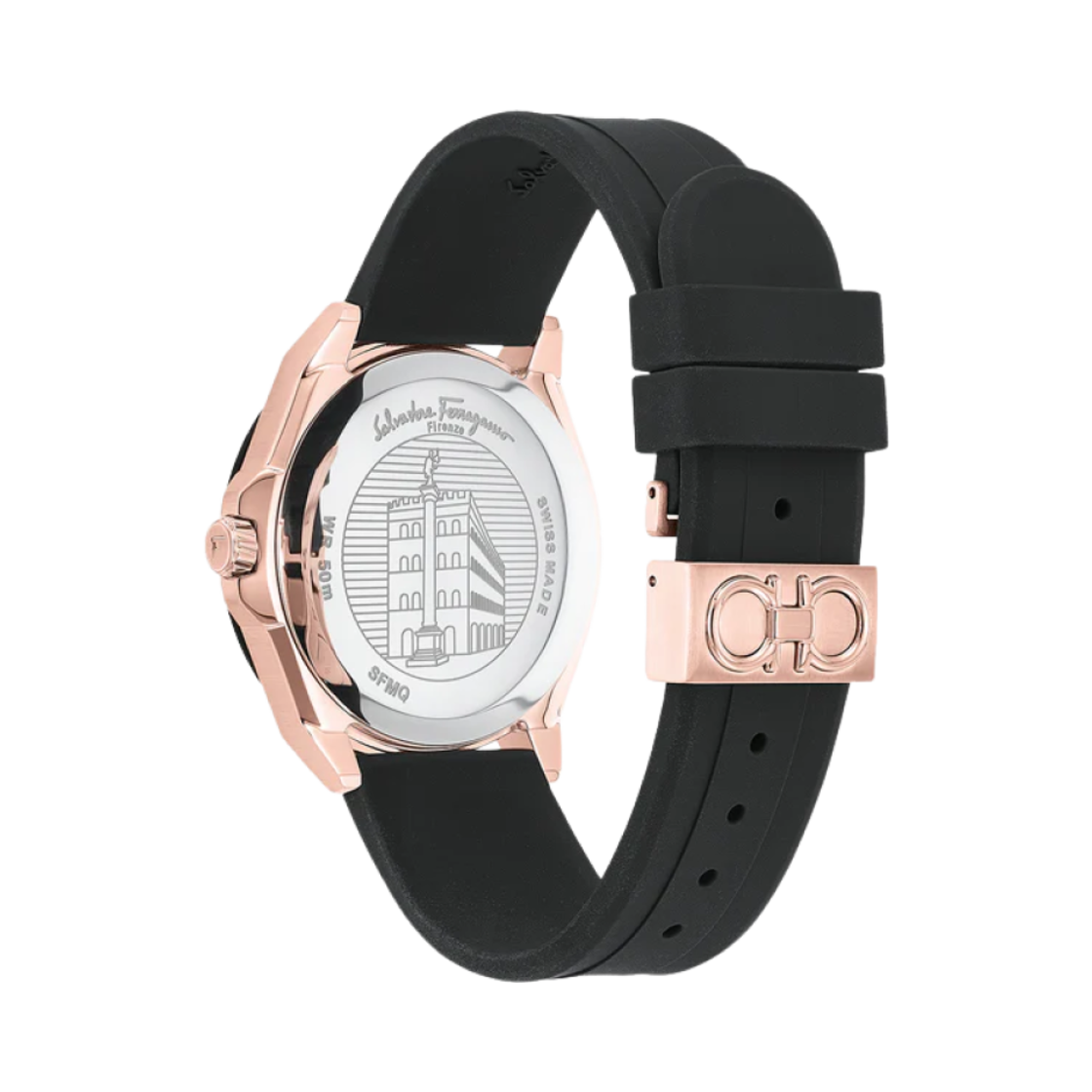 페라가모 쿼츠 아날로그 43mm 실리콘 블랙(Ferragamo Quartz Analog 43mm Silicone Black) - 2