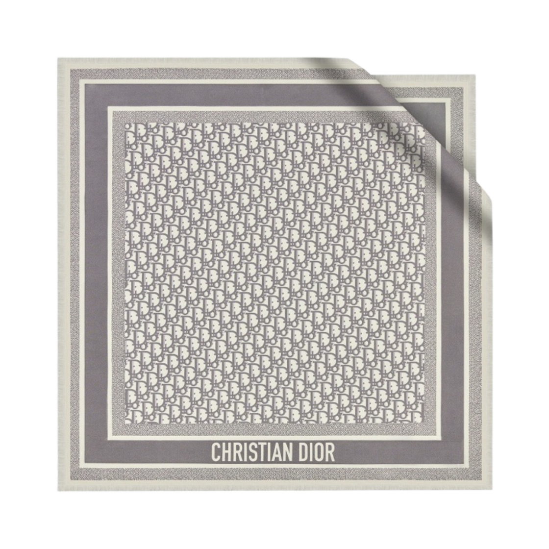 디올 오블리크 디올트윈 스퀘어 스카프 실크 트윌 그레이(Dior Oblique Diortwin Square Scarf Silk Twill Grey) - 1
