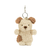 Jellycat Little Pup Bag Charm Nougat Chocolate