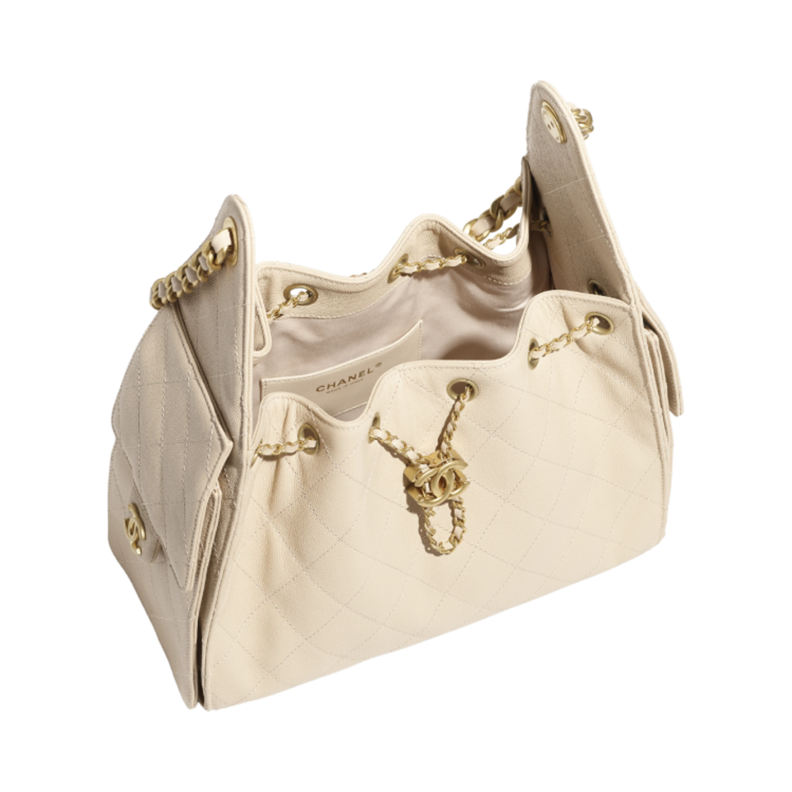 샤넬 25 스몰 핸드백 그레인드 카프스킨 & 골드 메탈 베이지(Chanel 25 Small Handbag Grained Calfskin & Gold Beige) - 3