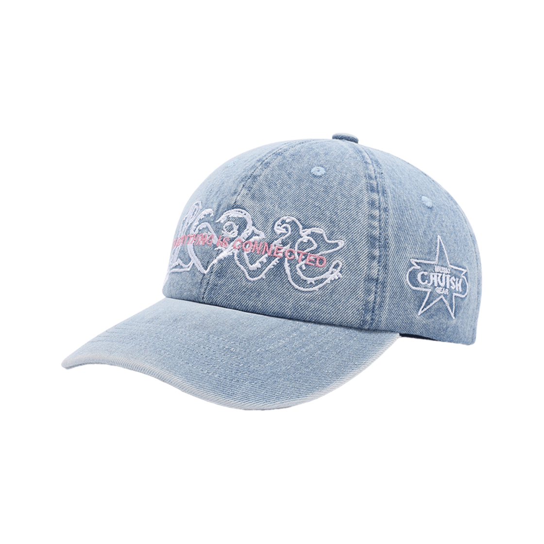 카비시 워시드 데님 EMB 볼캡 블루(CAVISH Washed Denim EMB Ball Cap Blue)