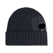 C.P. Company Extra Fine Merino Wool Lens Beanie Total Eclipse Blue - 23FW