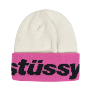 Stussy Helvetica Jacquard Beanie White