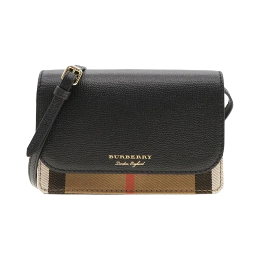 Burberry Hampshire House Check Crossbody Bag Black