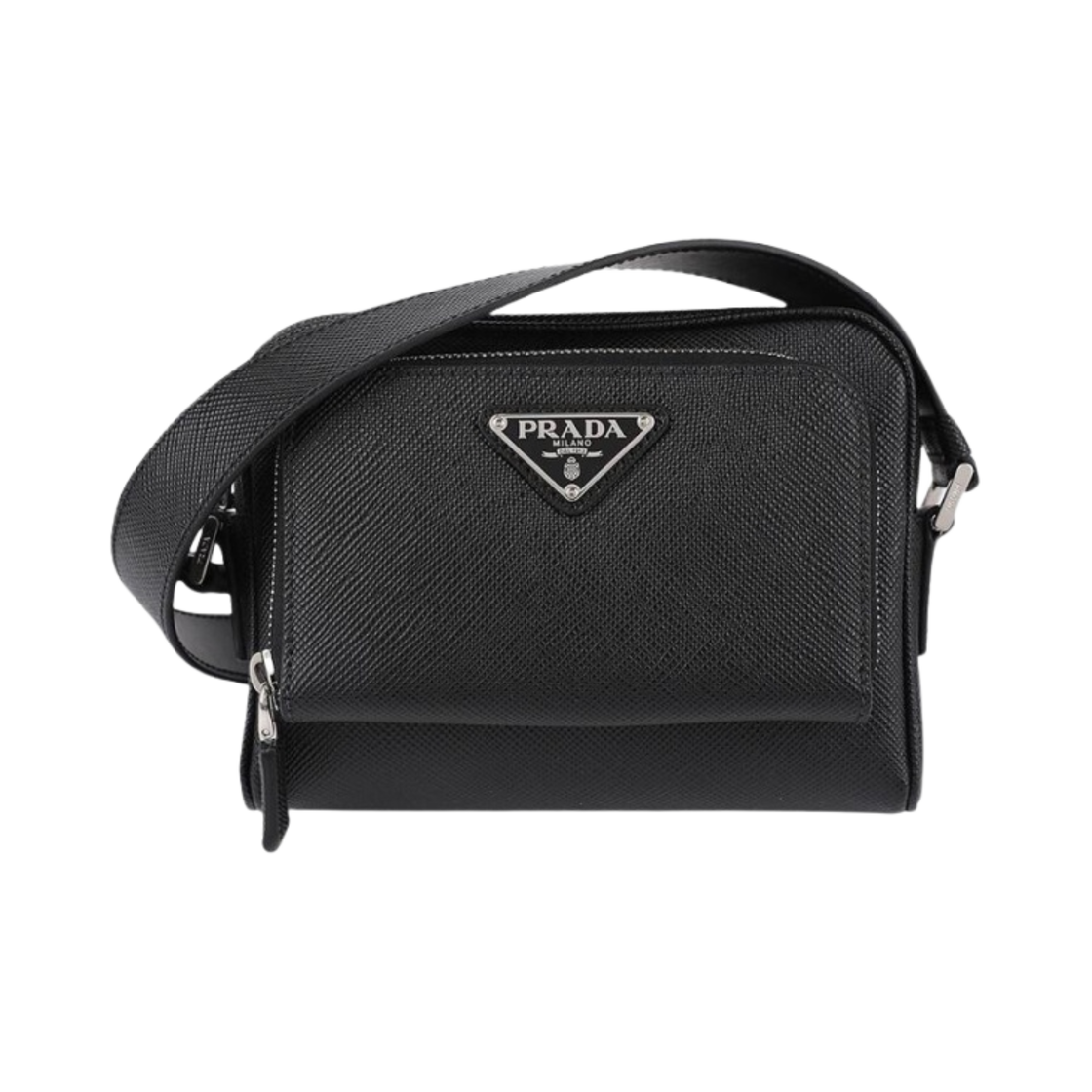 2VH172-2FAD-F0002 Prada Saffiano Triangle Logo Crossbody Bag Black