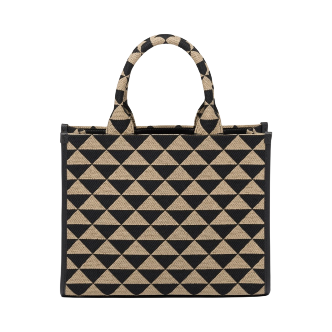 프라다 스몰 프라다 심볼 자수 패브릭 핸드백 블랙 베이지(Prada Small Prada Symbole Embroidered Fabric Handbag Black Beige) - 2