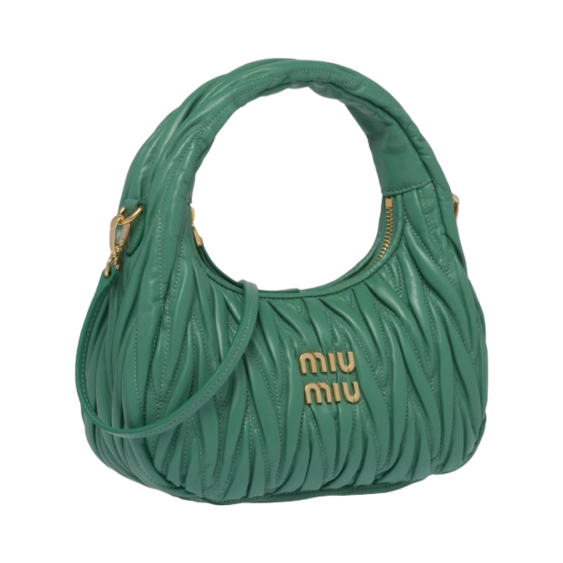 미우 미우 원더 마테라쎄 나파 레더 미니 호보백 세이지 그린(Miu Miu Wander Matelasse Nappa Leather Mini Hobo Bag Sage Green) - 2