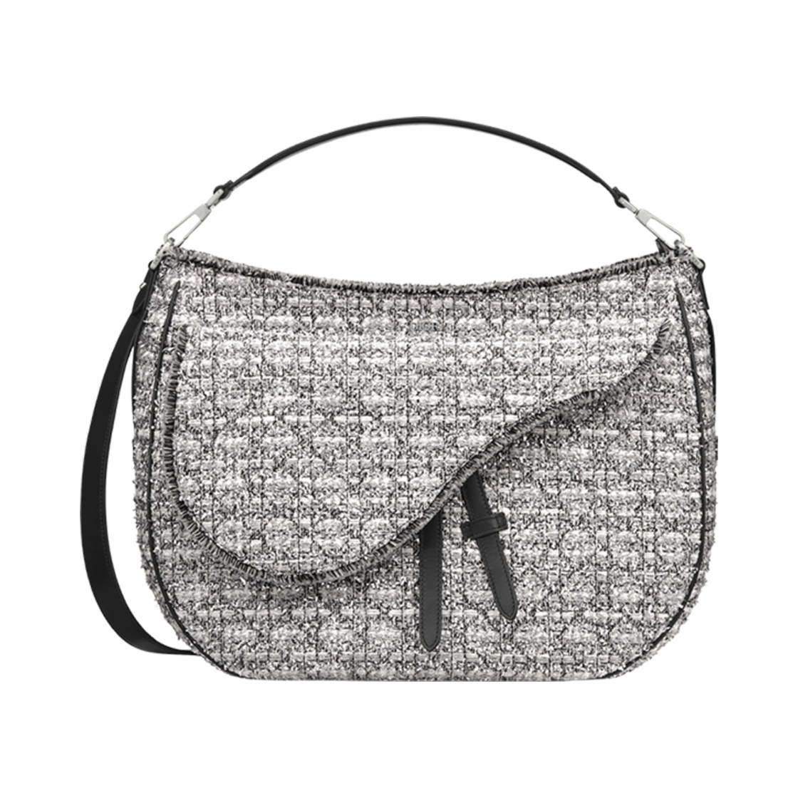 1ADHO023TWD-H66Q Dior Saddle Soft Bag Silver Tone Tweed