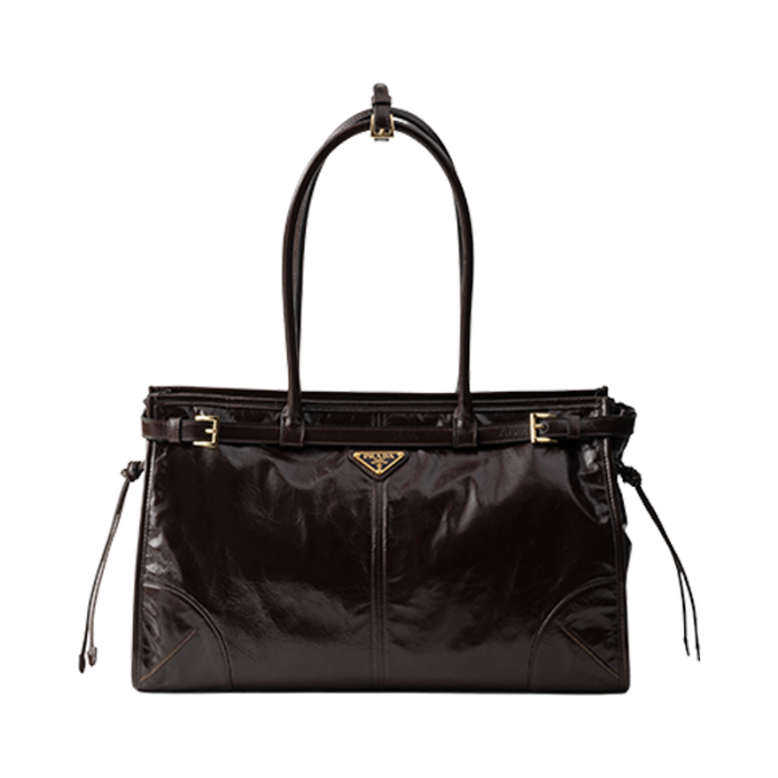 1BA433-2CYR-F01D6 Prada Large Leather Handbag Dark Brown