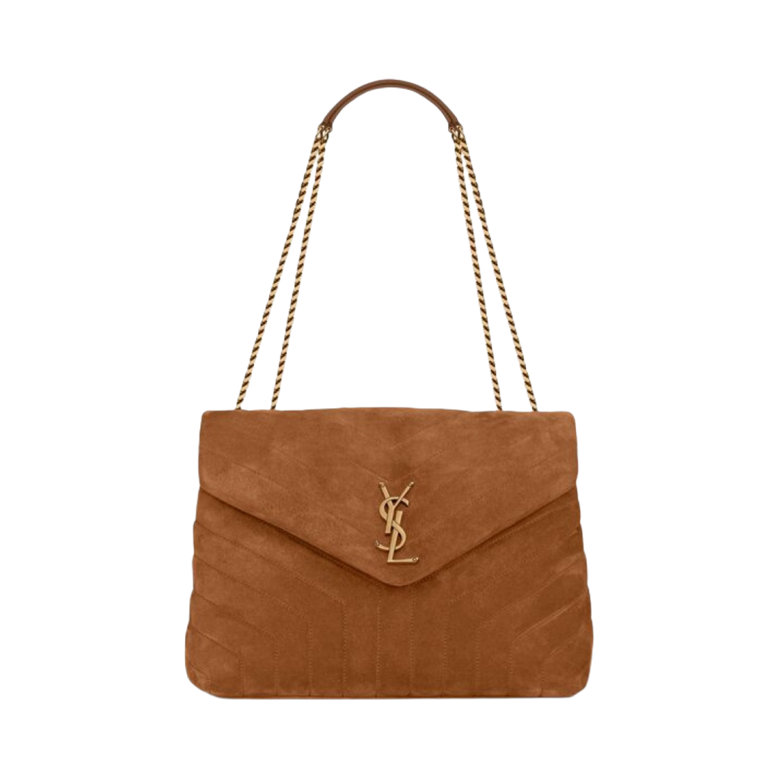 생로랑 루루 미디움 체인 백 Y 퀼티드 스웨이드 시나몬(Saint Laurent Loulou Medium Chain Bag In Y-Quilted Suede Cinnamon) - 1