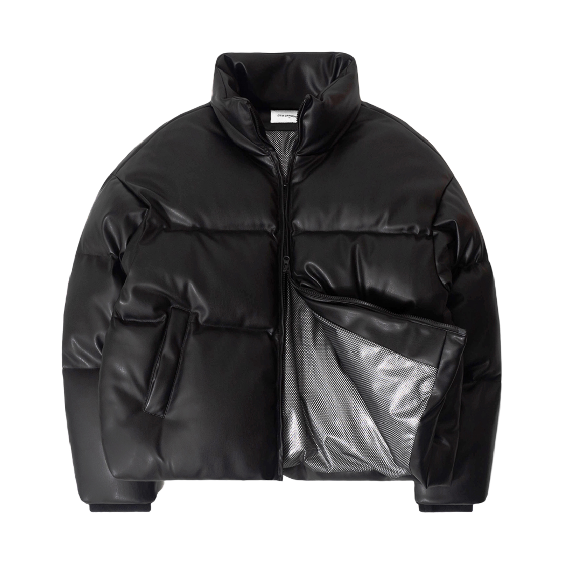 Q3WMJK001BLK QT8 Garments GB Synthetic Leather Duck Down Short Padding Black - 대표 이미지 #1