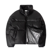 QT8 Garments GB Synthetic Leather Duck Down Short Padding Black