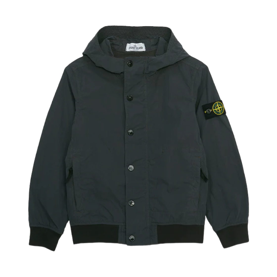 801640530-V0063 (Kids) Stone Island 40530 Nylon Cotton Canvas Hooded Blouson Pewter Grey - 24SS