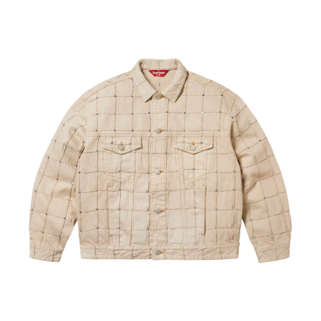 - Supreme Studded Seam Denim Trucker Jacket Natural - 25SS