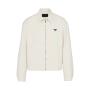 Prada Velvet Denim Blouson Jacket Natural
