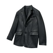 TNGT Over-fit Fake Leather Jacket Black