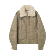 Millo Women Vintage Crack Shearling Jacket Carmel