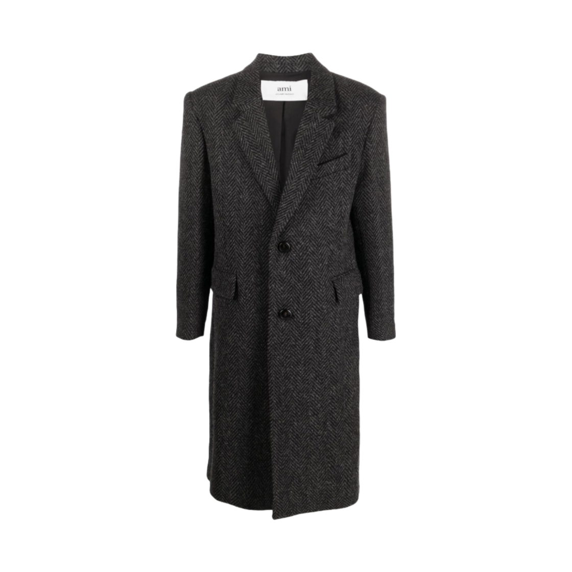 아미 쉐브론 패턴 울 싱글 브레스티드 스트럭쳐 코트 그레이 블랙(AMI Chevron Pattern Wool Single Breasted Structure Coat Grey Black) - 1