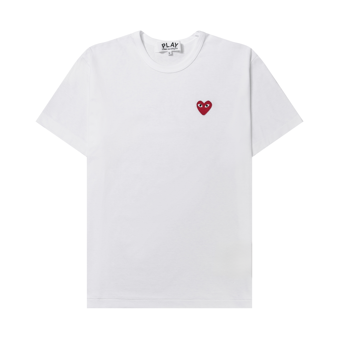 (W) 플레이 꼼데가르송 레드 하트 티셔츠 화이트((W) Play Comme des Garcons Red Heart T-Shirt White)