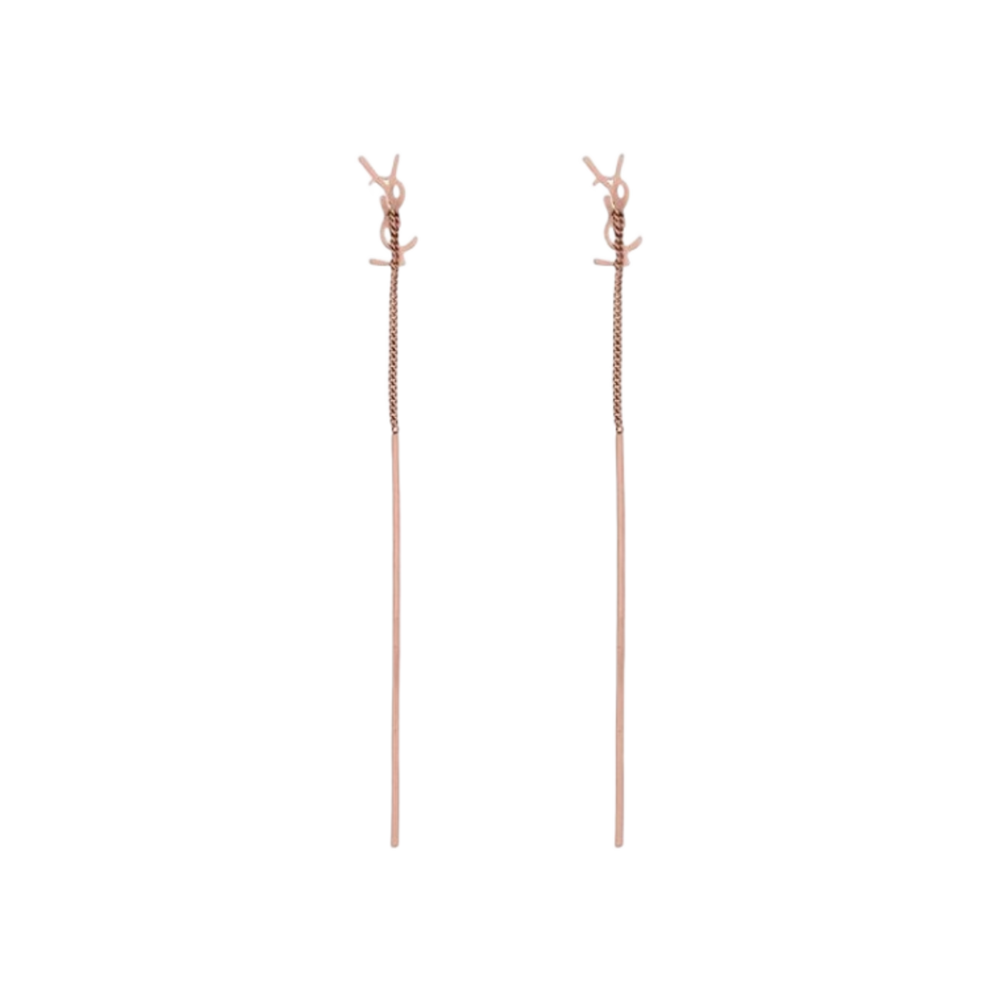 (W) 생로랑 메탈 오피움 YSL 트레더 이어링 로즈 골드((W) Saint Laurent Opyum YSL Threader Earrings in Metal Rose Gold) - 2